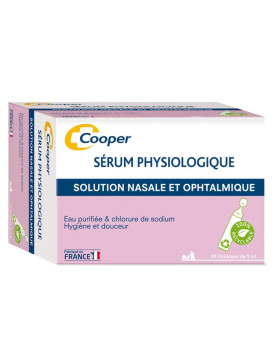 COOPER - Sérum physiologique - Lavage du nez et des yeux - Hygiène quotidienne - Boîte de 30 unidoses COOPER - Sérum physiologique - Lavage du nez et des yeux - Hygiène quotidienne - Boîte de 30 unidoses